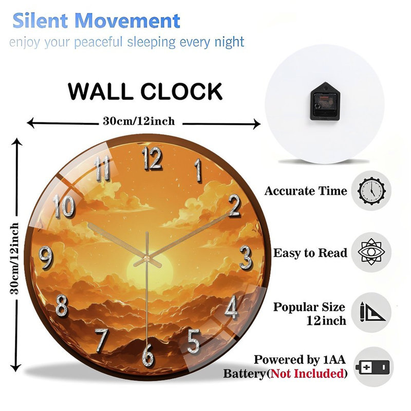 Horloge murale avec horloge murale 12 po