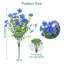 16 paquets de fleurs artificielles printanières bleues pour l'extérieur Faux fleurs printanières Faux fleurs pour jardinières Jardinière
