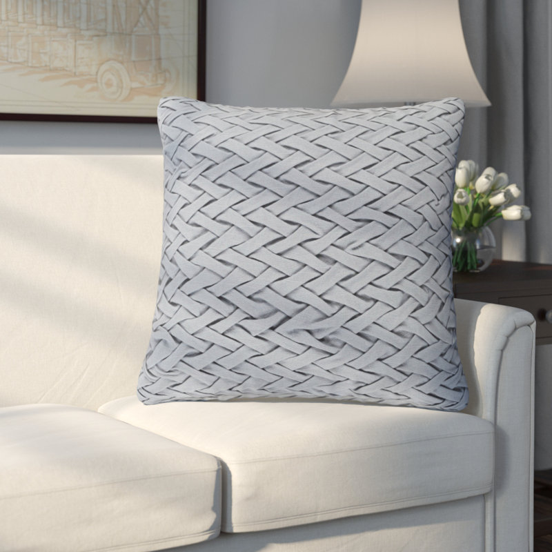 Coussin en coton Borislav, H 18 po x l 18" x P 4 po, Blanc