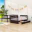 Lit simple superposé simple avec tiroirs de rangement et échelle-629192530