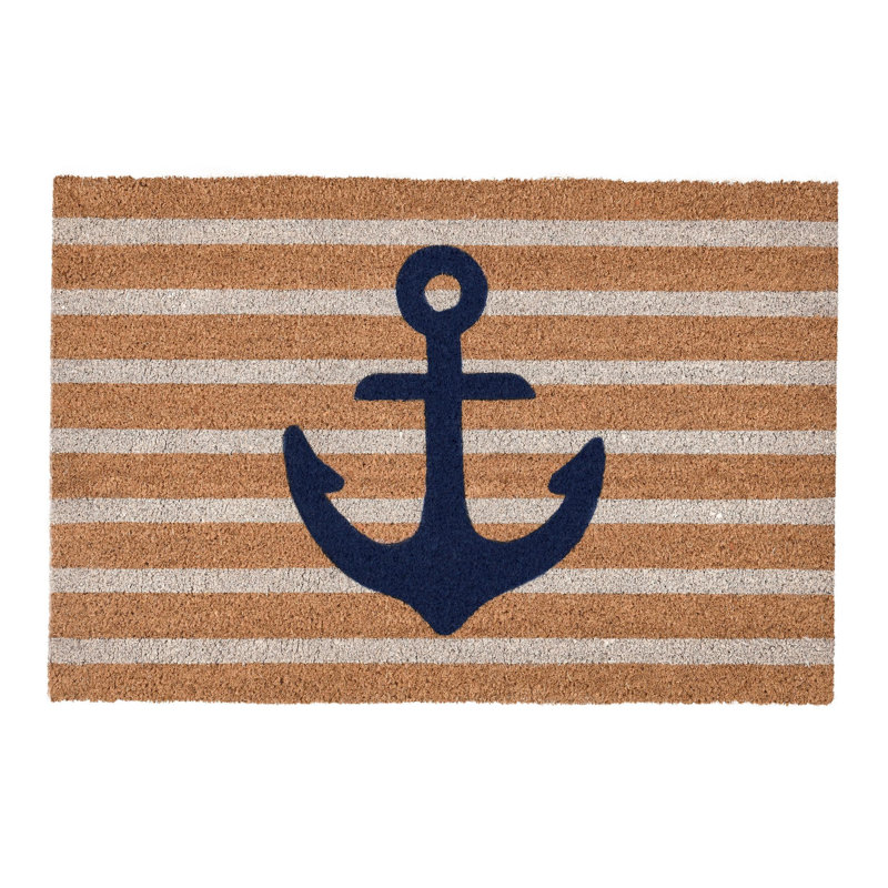 Anchors Away 24"x36" Doormat Choir Front and PVC Backing  Navy and Natural