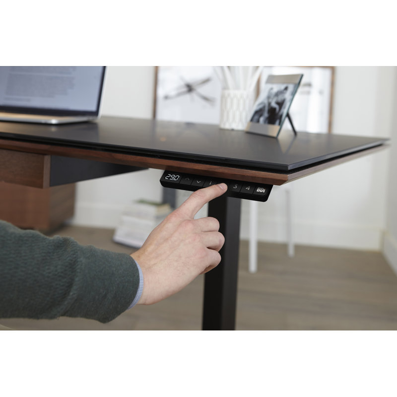 Sequel 20 Glass Writing Desk, 24" H x 66" W x 30" D, Chocolate Stained Walnut