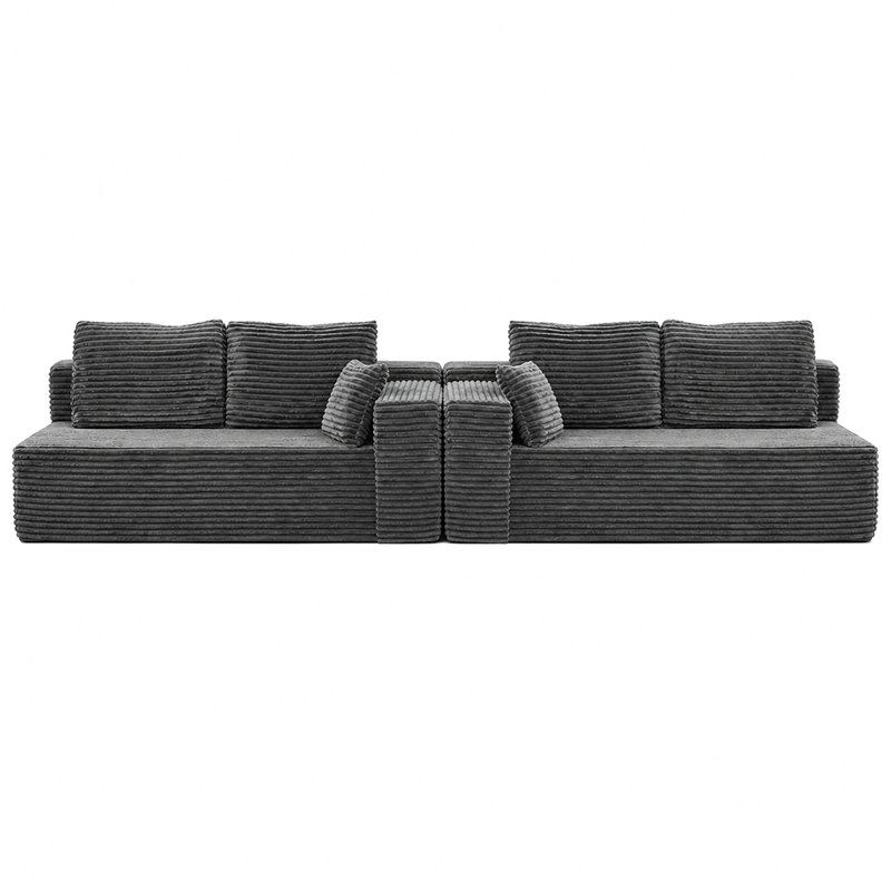 Canapé modulaire Boneless de 140 po en forme de nuage, canapé modulaire moderne avec siège profond, fauteuils rembourrés pour la chambre à coucher du salon, aucun assemblage requis (gris, 4 sièges)