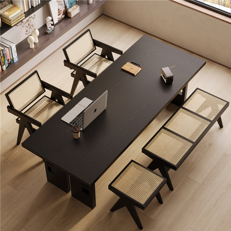 Modern simple rectangular solid wood dining table, 29.5"H x 70.8"L x 31.4"W