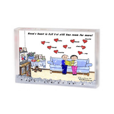 Personalized Grandma & Grandpa, 9 Hearts Snow Globe Frame Gift