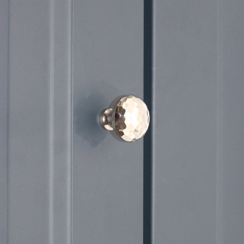 Hammered Mushroom Cupboard Knob, 3.2 cm, Polished Nickel