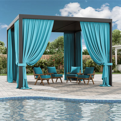 Mur de rideau extérieur en polyester pour abri de jardin, rideaux à 4 panneaux latéraux pour patio, jardin et cour arrière