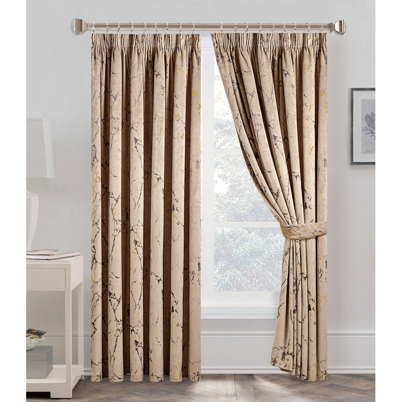 Tathana Blackout Curtain Pair, Blue, Width 168 x Drop 183 cm