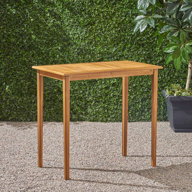 Table de bar d'extérieur minimaliste en bois d'acacia, Teak