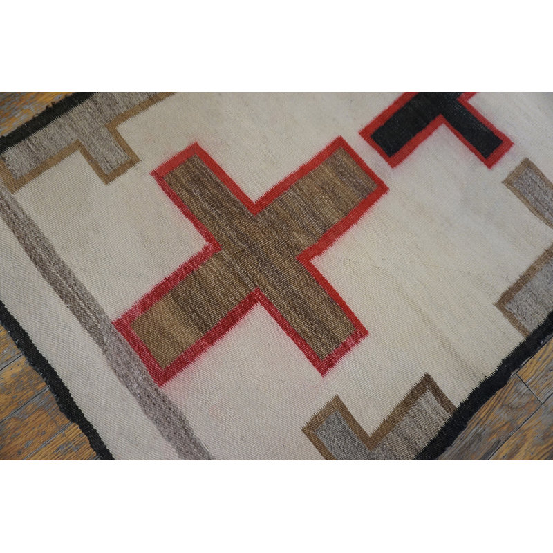 Antique Navajo Geometric Native American Flat Weave Rug