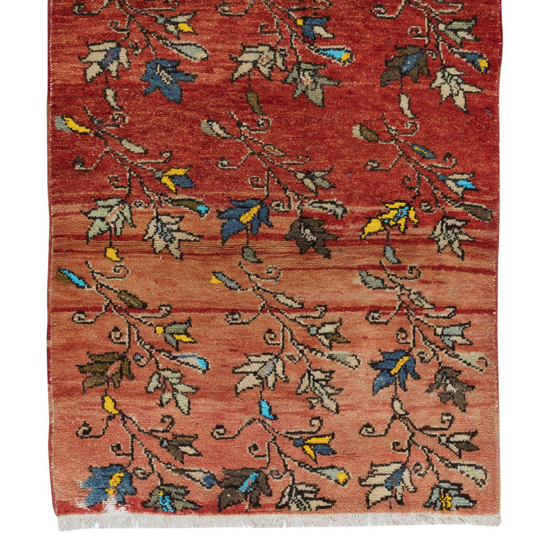 Tapis de couloir turc rétro fait à la main avec des fleurs colorées pour un décor de couloir