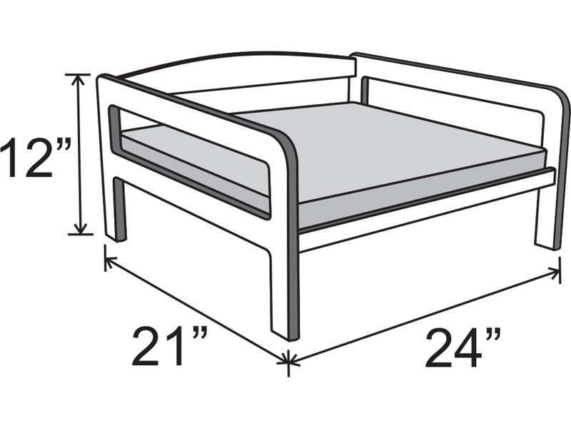 Lit pour chien surélevé Ayra, bois massif, matelas moka, finition noire, petit, Petit (l 24 po x P 21 po x H 12 po)