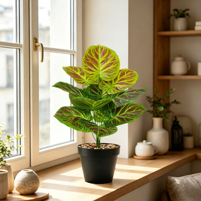  Fleurs artificielles artificielles pour la décoration intérieure Plantes en pot artificielles avec pot Faux plantes tropicales en PVC Faux plantes réalistes pour le bureau à domicile Maison Bureau Étagère Salon Cuisine Décoration