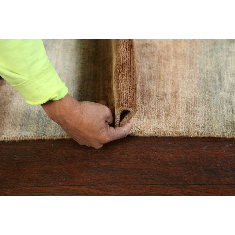 Tapis beige noué à la main de conception unique 2 pi 5 po x 4 pi 8 po