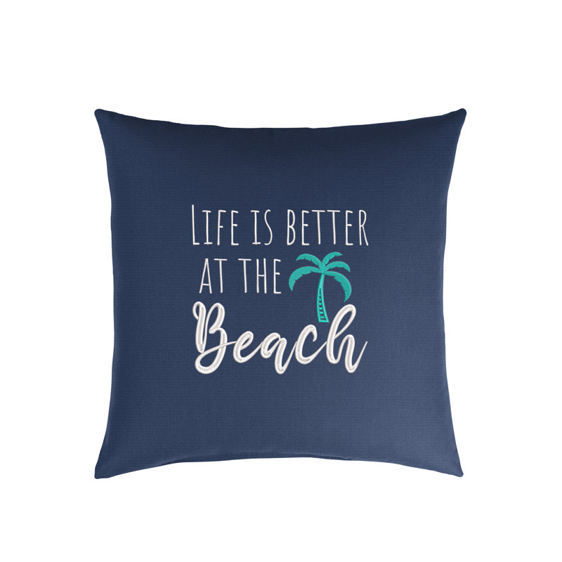  Housse de coussin d'extérieur carré Life Is Better at the Beach