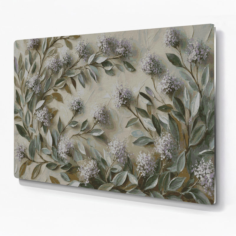 Art mural en métal Botanical Marjolaine gris, H 11 po x l 14 po