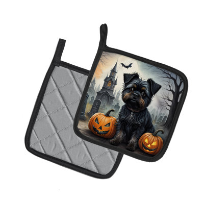 Paire de porte-casseroles Affenpinscher Spooky Halloween