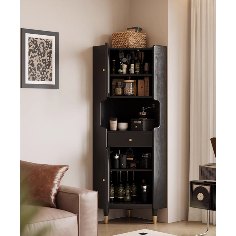 Armoire de rangement d'angle en verre cannelé Modern