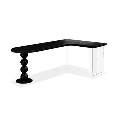 Black L-Shaped Solid Wood + Acrylic desk