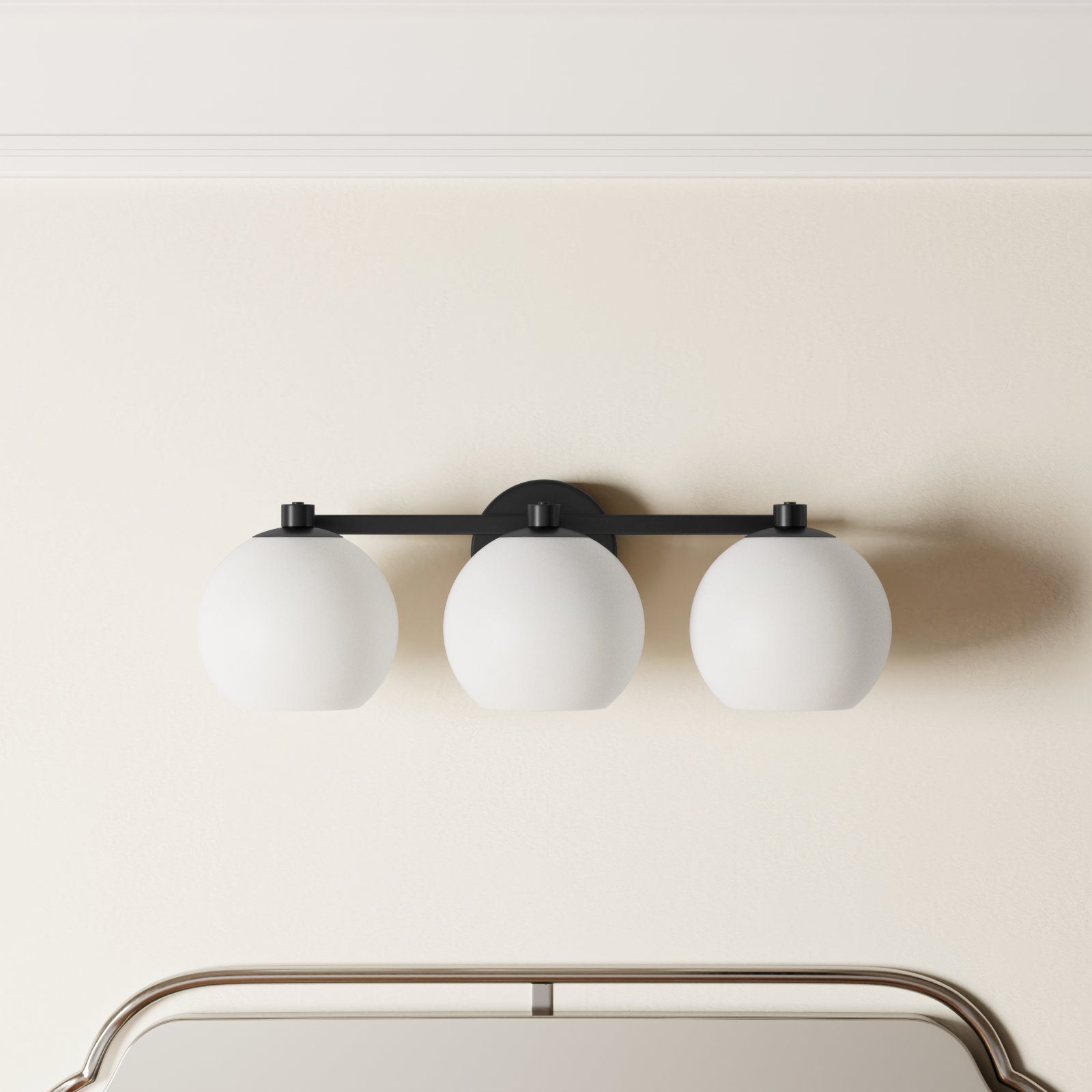 Ansley 3 Light Frosted Dimmable Vanity Light, Matte Black