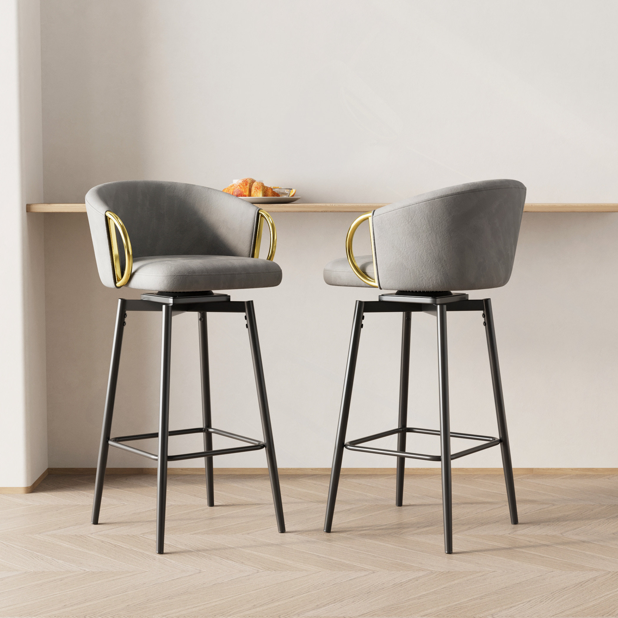 Latitude Run® 30" Dining Chairs Set Of 2 Style 360°Swivel Bar Chairs ...