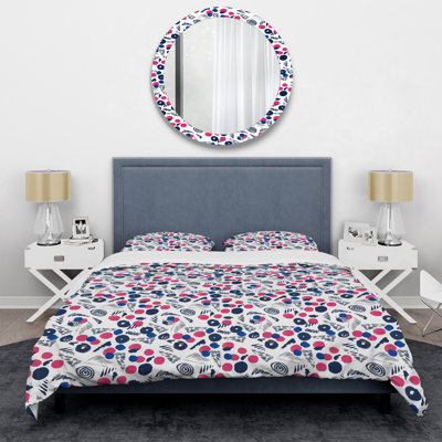 Ensemble de housse de couette en microfibre bleu / rose / gris 2 pièces