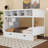 Kids Twin Over Full Bunk Bed with Shelves, Storage Staircase and 2 Drawers-95924767