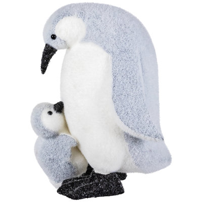 Figurine de mère mère pingouin avec poussin - 10,75 po