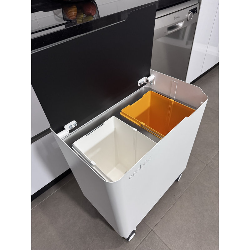 Jefferson Place 40 Litre Multi-Compartments Trash & Recycling Bin, Black