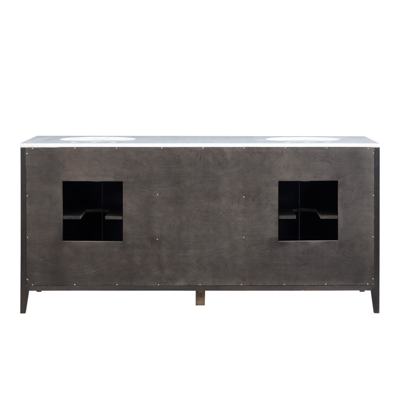 Alsup 72" Double Bathroom Vanity Set, Wire Brushed Dark Oak