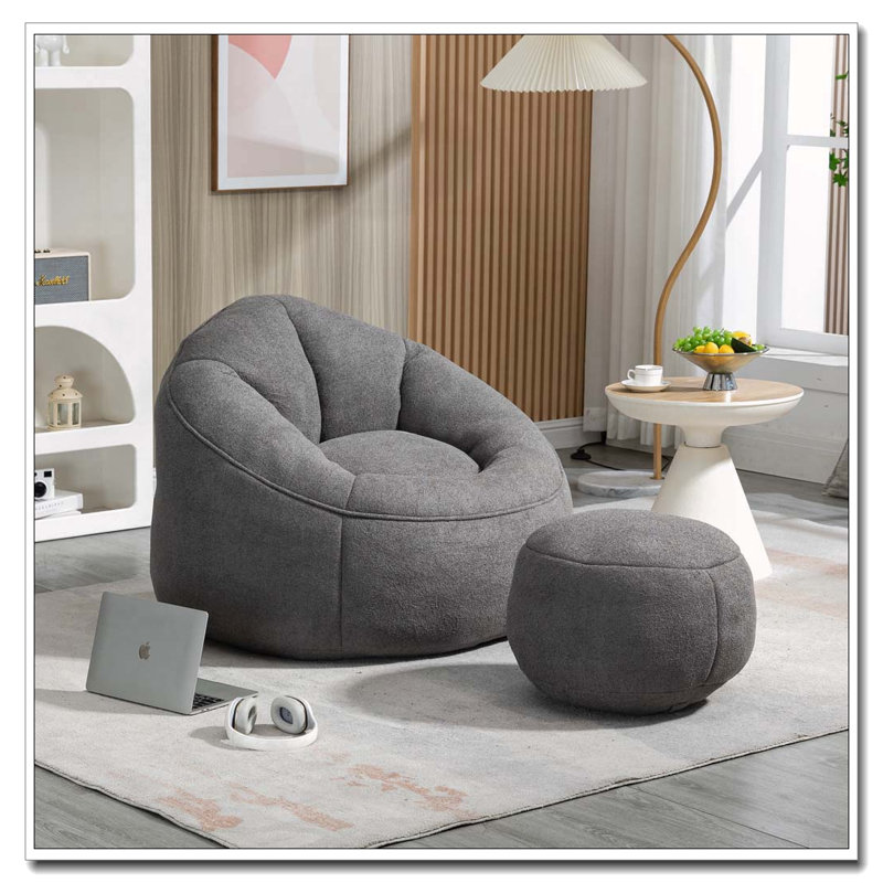 Fauteuil à billes avec rembourrage en mousse et fauteuil, Gris