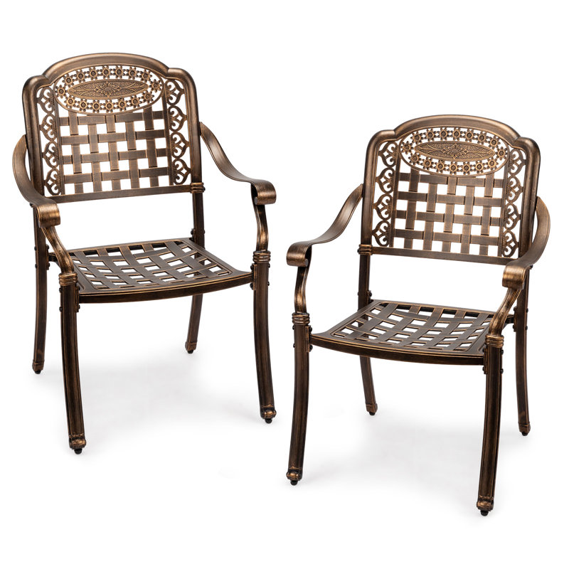 Ensemble de chaises de salle à manger empilables en aluminium bronze (ensemble de 2)