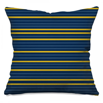 Navy Yellow Stripes Double Sided Throw Pillows