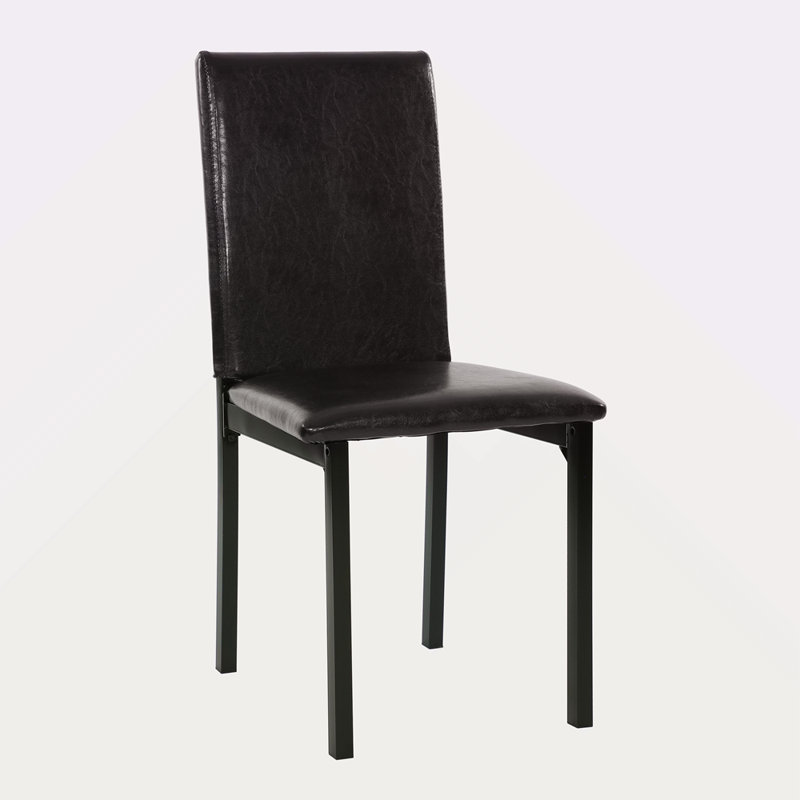 Ensemble de 4 chaises avec cadre en métal et siège en similicuir brun