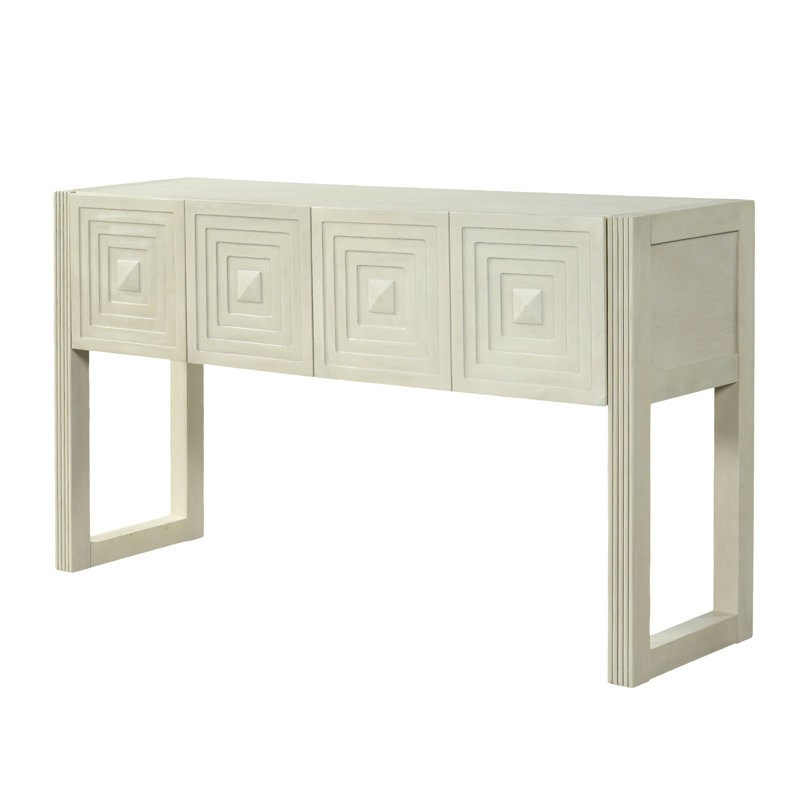 55" Console Table With Wood Frame And Legs, 3 Drawers, Natural
