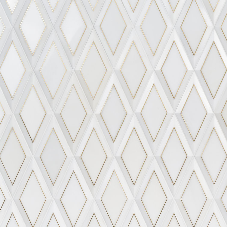 Macon Beveled Marble And Brass Wall Tile 5.51'' W x 11.81'' L Natural Stone Singular Tile