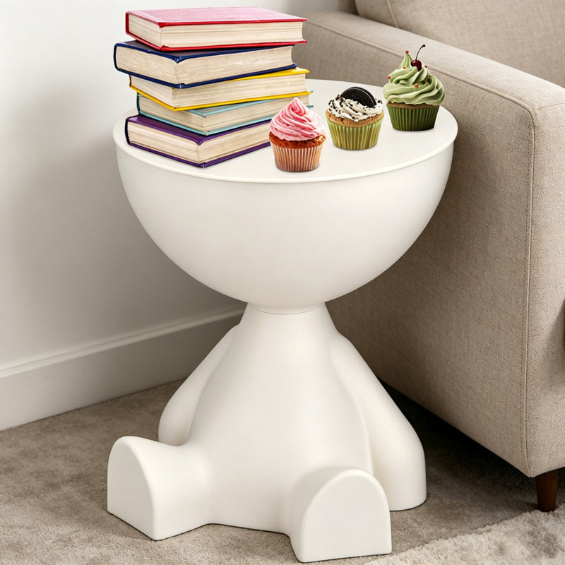 Mini Circle Side Table, White