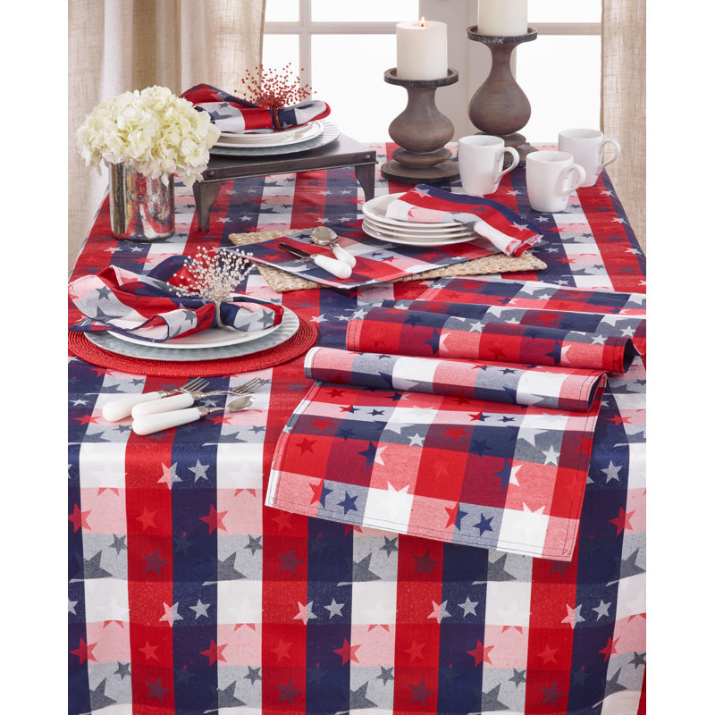 Schleicher Patriotic Stars and Checkered Polyester Placemat