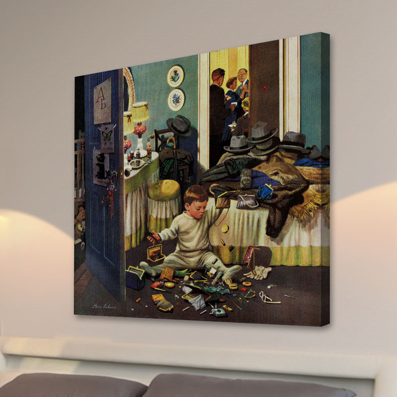 Toddler Empties Purses by Stevan Dohanos - Wrapped Canvas Painting, 45cm H x 45cm W