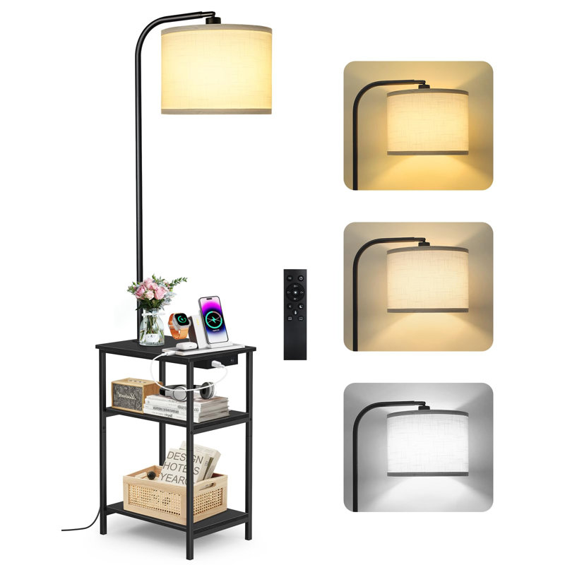 40cm W Metal Bedside Table, Black