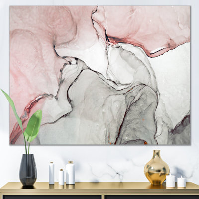 Luxury Pink Grey Marbled Flow Art II - Modern Canvas Wall Art