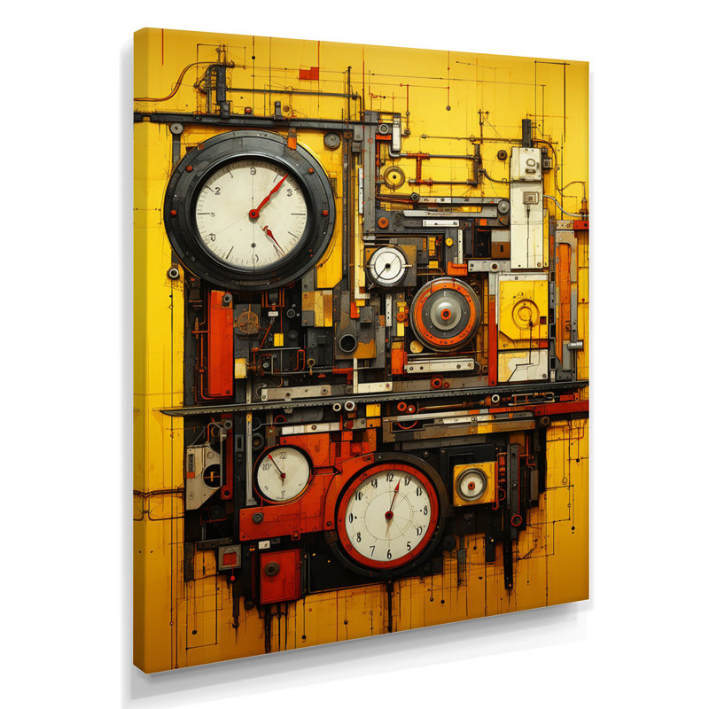 The Mystery Of Time - Abstract Collages, art mural, H 44 po x l 34 po x P 1,5 po, Toile tendue
