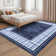 Modern Plaid Machine Washable Rug with Non-Slip Backing, Foldable Low Pile Floor Cover, Contemporary Bordered Indoor Mat for Bedroom, Living Room