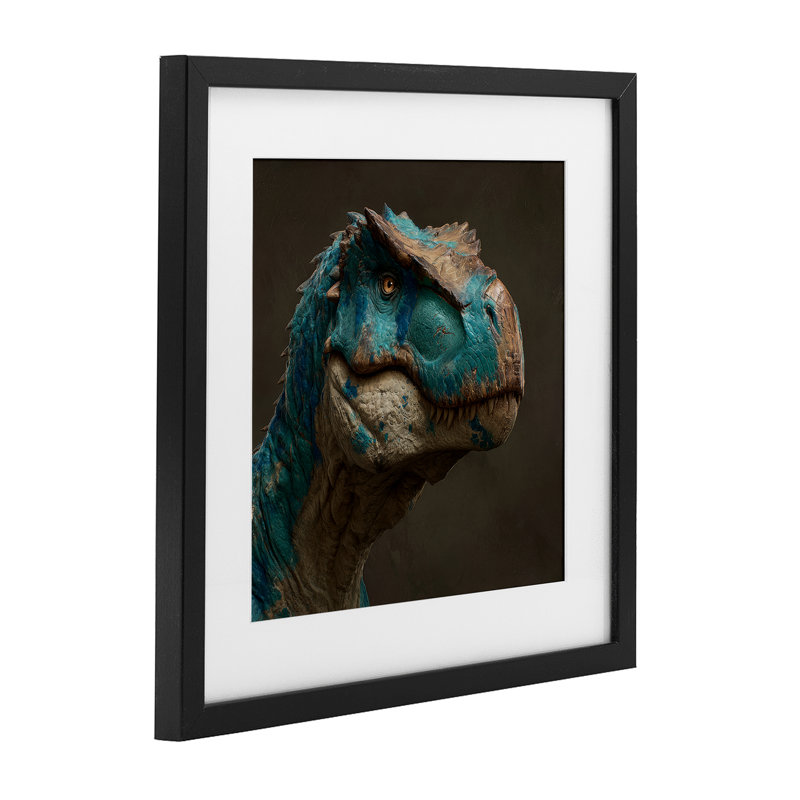 «Cerulean Dimensioned Dinosaur», reproduction encadrée sous verre, conception de Wumples, Cadre noir minuit sous verre