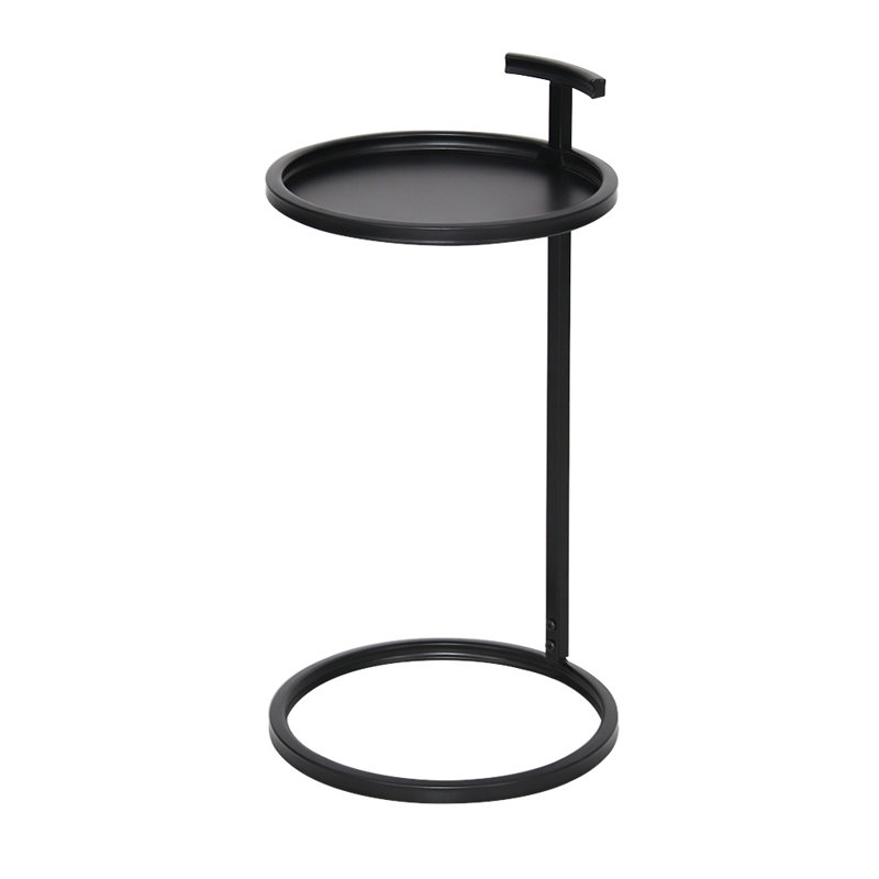 Auzie Iron Tray Top C Table End Table, Black, 14" Dia
