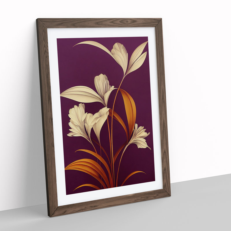 Classic Flowers No.1 - Single Picture Frame Painting, 64cm H x 46cm W x 2cm D, Walnut
