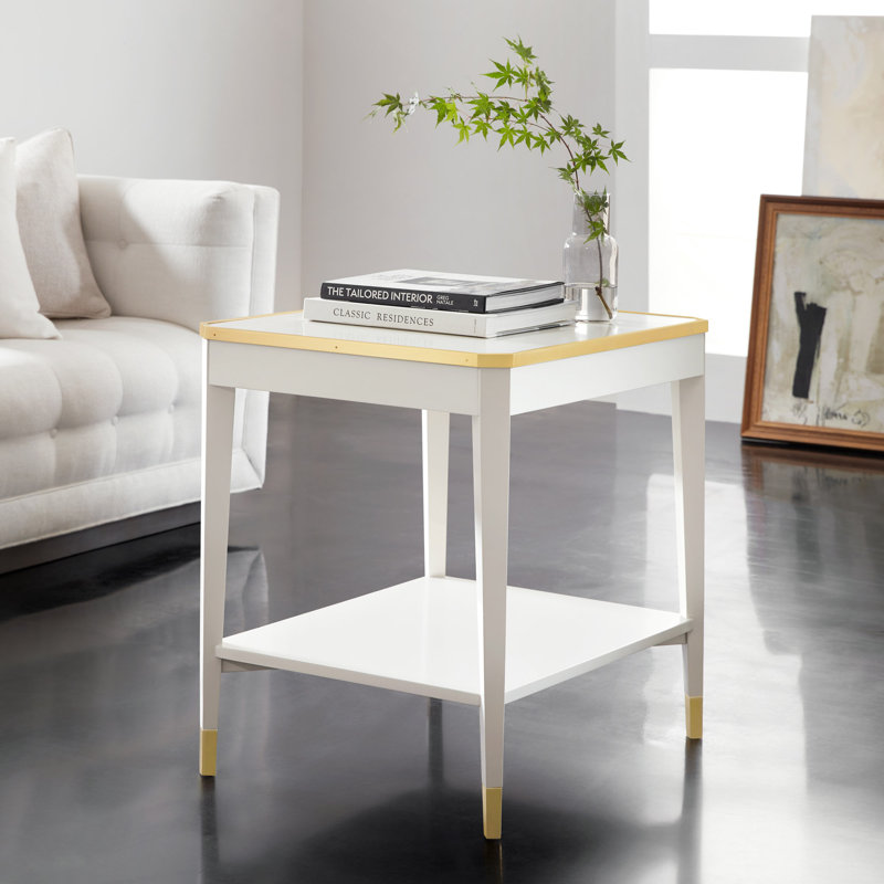 Wilson End Table, White/Gold