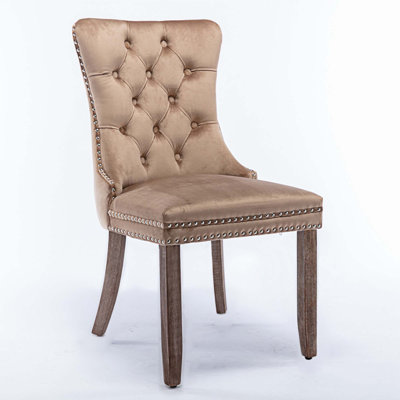 Fransico Modern, High-end Tufted Solid Wood Contemporary Velvet Upholstered Dining Chair with Wood Legs Nailhead Trim 2-Pcs Set