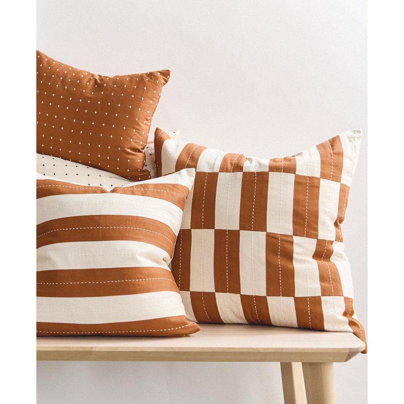 Medium Rainbow Throw Pillow, Brown/White Geometric, 22"H x 22"W