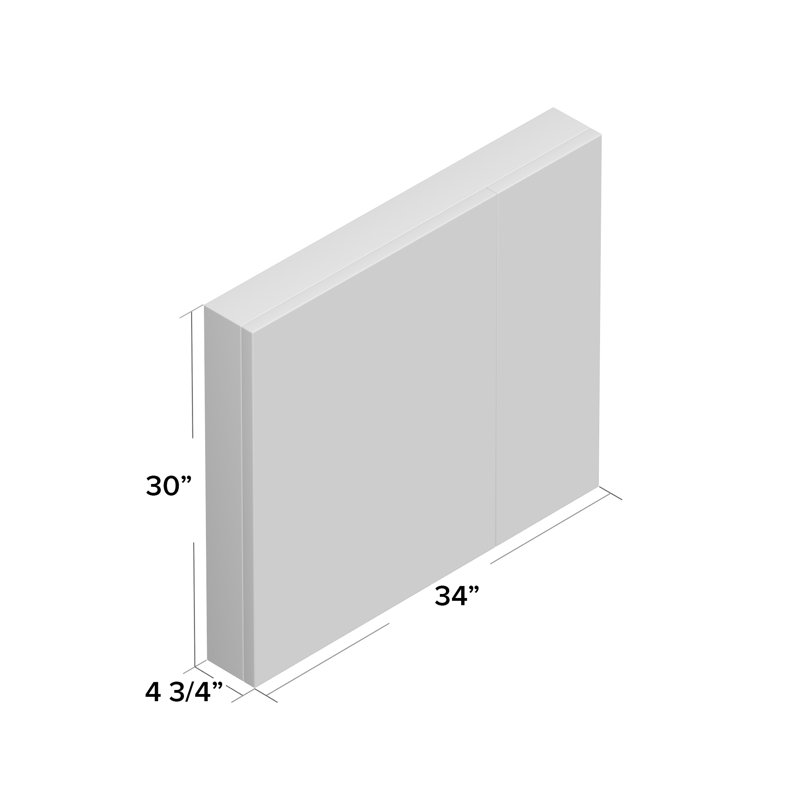 Verdera® Aluminum Medicine Cabinet with Adjustable Flip Out Flat Mirror, 34" W x 30" H